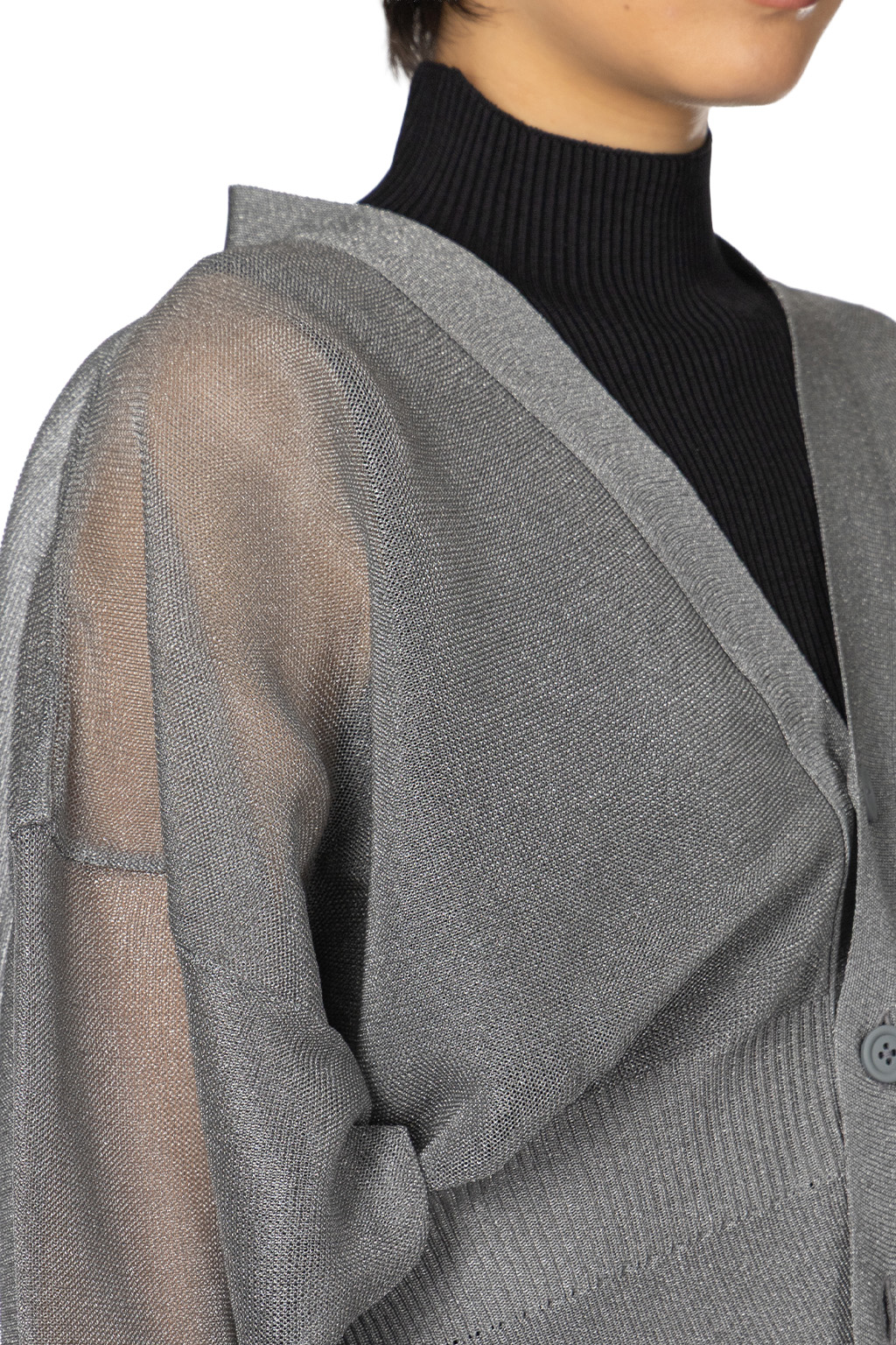 CFCL - Garter Lucent Cropped Cardigan - Steel Grey